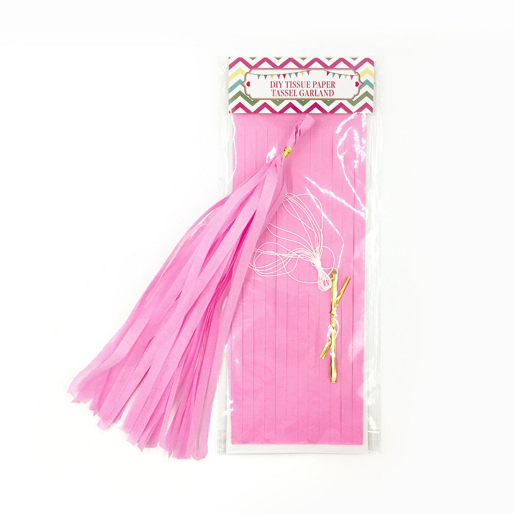 Пензлики тасел паперові гірлянди для свята 5 шт 35 см рожевий Київ - фото 2
