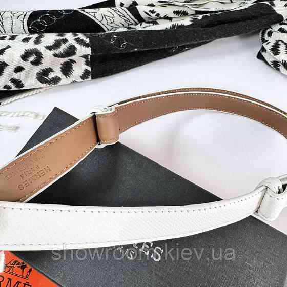 Белый женский тонкий ремень из кожи (280-1) Киев