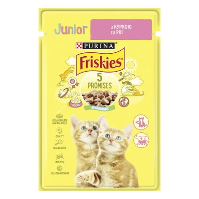 Вологий корм для кішок Purina Friskies Junior шматочки у підливці з куркою 85 г (7613036962292) Вінниця - фото 1