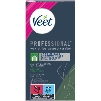 Восковые полоски Veet Professional для сухой кожи с Алоэ вера 12 шт. (8410104511340) Винница - изображение 1