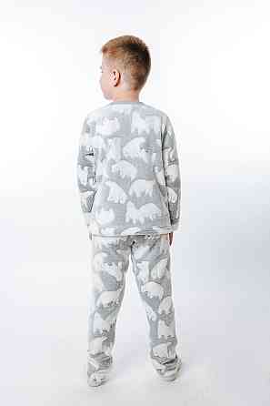 Пижама детская, тёплая,  велсофт, светло-серая, домашний костюм детский Киев