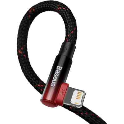 Дата кабель USB 2.0 AM to Lightning 2.0m 2.4A 90° corner black/red Baseus (CAVP000120) Вінниця