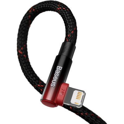 Дата кабель USB 2.0 AM to Lightning 2.0m 2.4A 90° corner black/red Baseus (CAVP000120) Винница - изображение 4