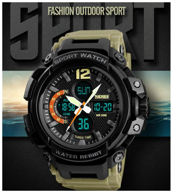 Чоловічий наручний годинник Skmei 1343 Halk Хакі Київ - фото 3