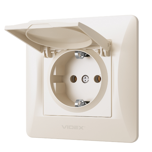 BINERA крем Розетка внутрішня 1-а із заземленням з кришкою Videx Житомир - изображение 6