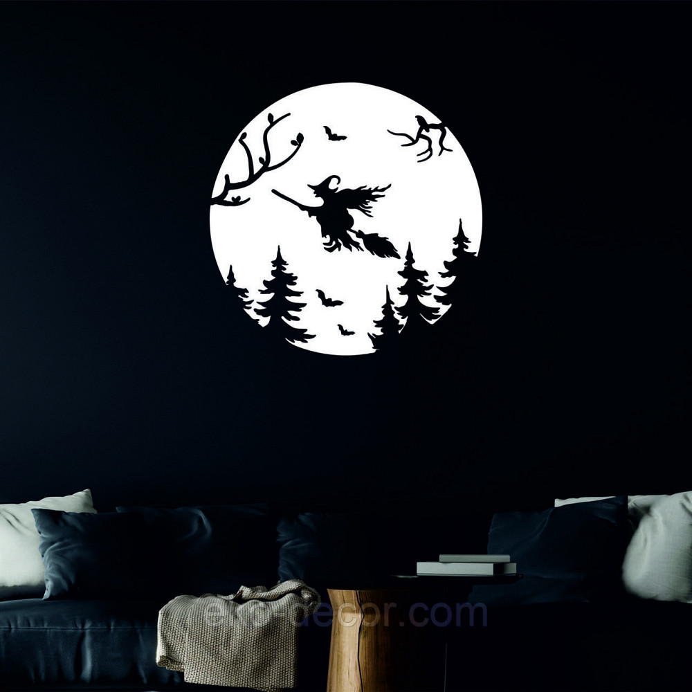 Декоративное настенное Панно «Ведьма на луне», Декор на стену 70*70 см, Белый Киев - изображение 5