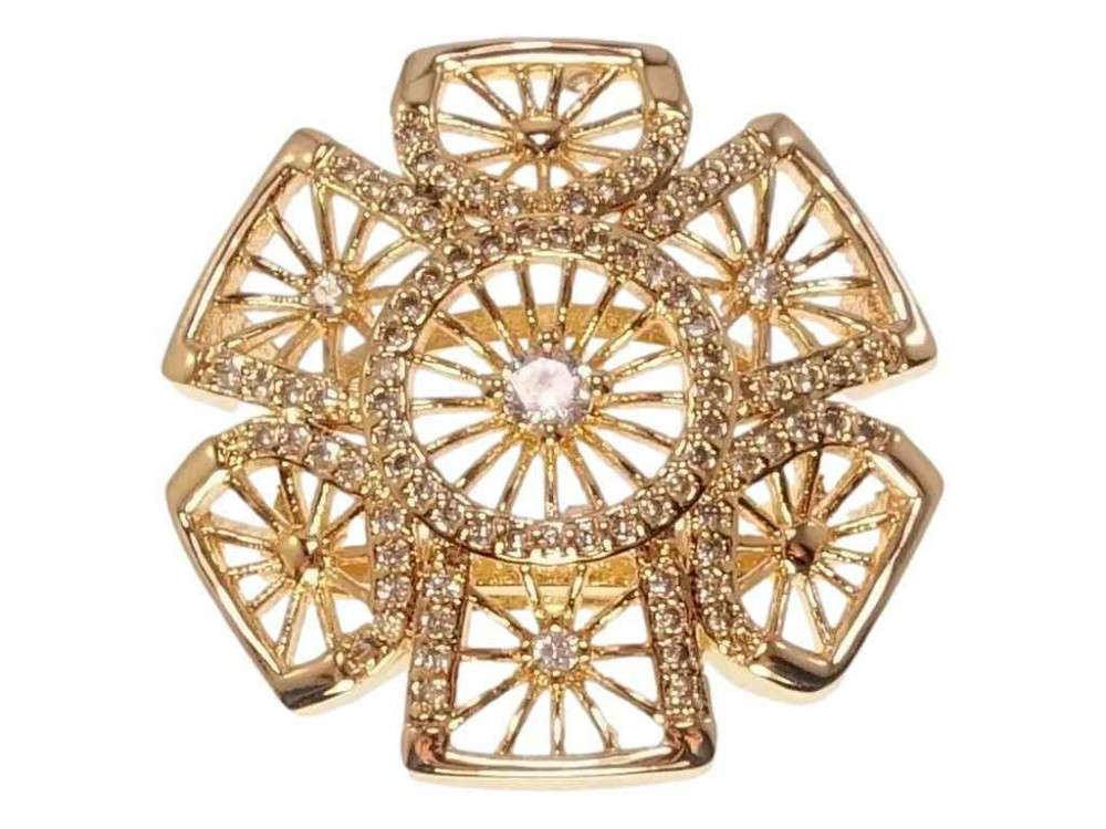 Каблочка Xuping Позолота 18K «Ажурный цветок с цирконом» (089570) р.17.5 ТМ XUPING Киев - изображение 1