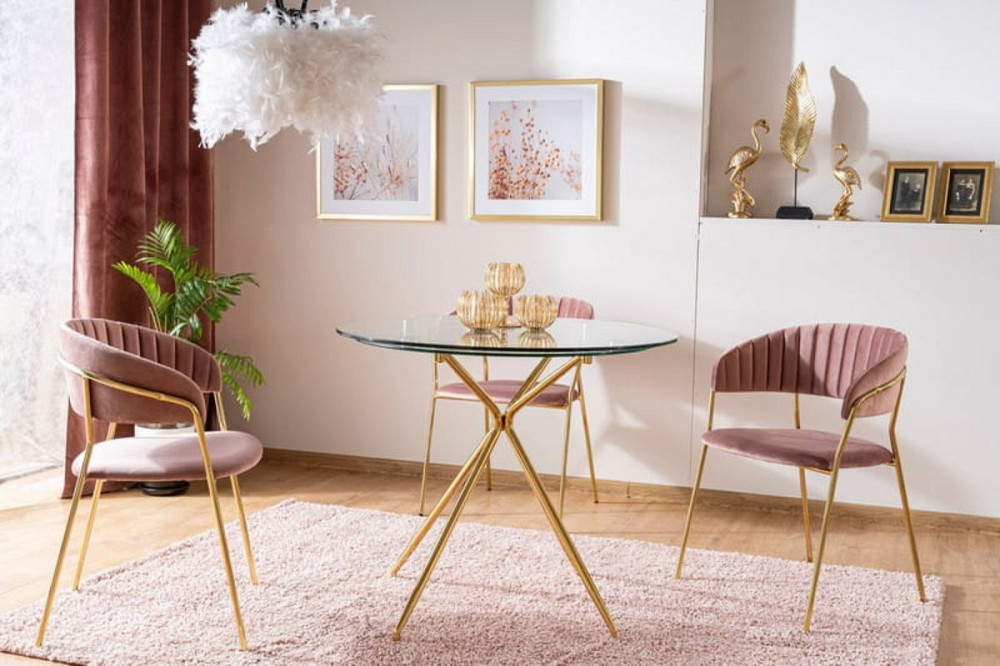 Стіл AZALIA прозорий/золото каркас д.80 Дніпро - фото 7