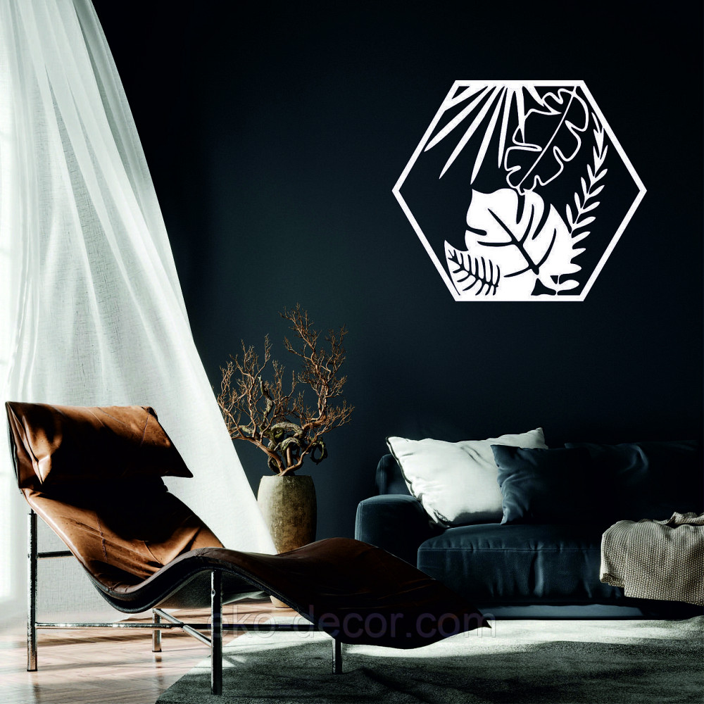 Декоративне настінне Панно «Растіння» Декор на стіну 70*70 см, Білий Київ - фото 1