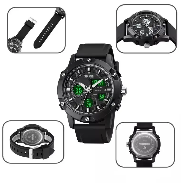 Мужские наручные классические часы Skmei 1757 Черный с белым Винница - изображение 7