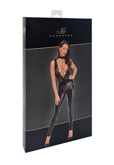 Комбінезон вініловий Libido F298 Noir Handmade, з мереживом, чорний, розмір M Sex Aura Київ - фото 7