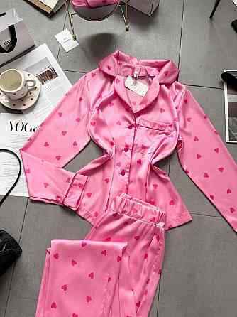 Женская стильная домашняя повседневная пижама шелк Розовый, 42/44 Одесса