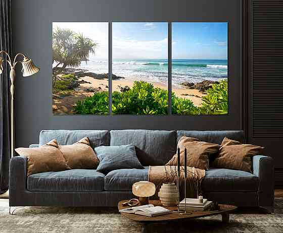 Модульна картина у вітальню/ спальню Морські хвиилі   ART-010_3A 70х130 см Київ
