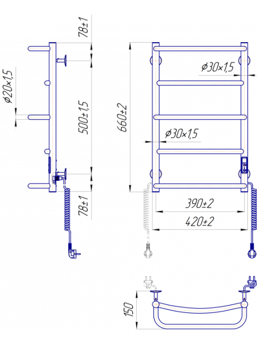 Электрический полотенцесушитель Mario Люкс HP -I 650x430 TR К таймер-регулятор Киев - изображение 8