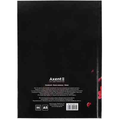 Книга записная Axent Red fleur А5, 96 листов, клетка, твердая обложка (8459-3-A) Винница