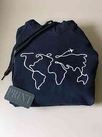 Чоловіча/Жіноча толстовка з капюшоном і принтом мапи світу Чернівці