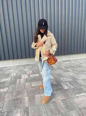 Стильная женская дублёнка Бежевый L Харьков