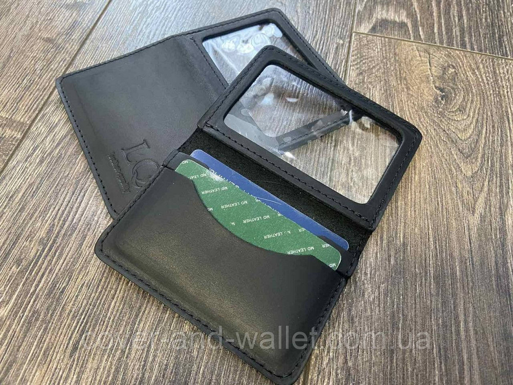 Чорна шкіряна обкладинка на ID паспорт та авто документи ST Leather Київ - фото 4