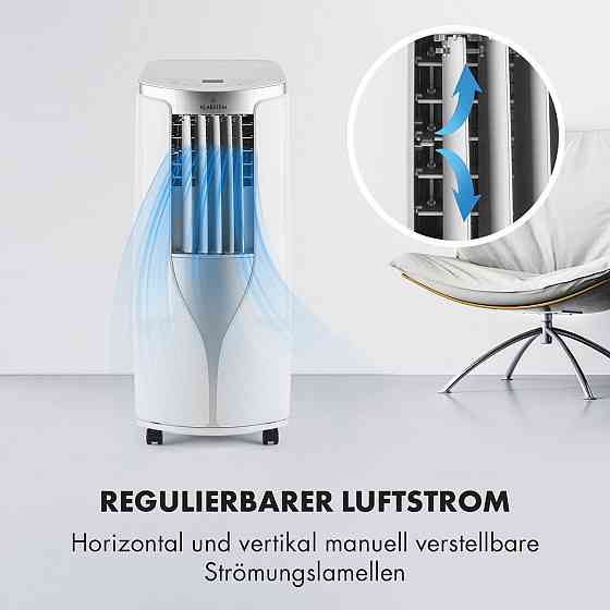 Новый мобильный кондиционер Breeze 9 4-в-1 9 000 BTU / 2,6 кВт EEK A Напольные ролики Функция таймера Белый / Ровно