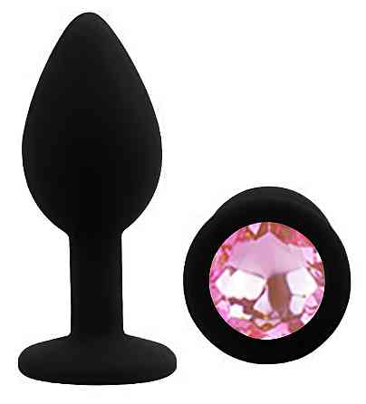 Силіконова анальна пробка EGZO - Silicone Black Round Plug Pink, size S Sex Aura Київ