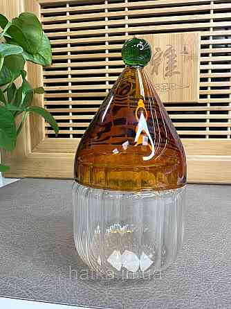 Цукорниця ємність для зберігання скляна "Гном" 260 мл коричневе та прозоре скло 102-807 Київ