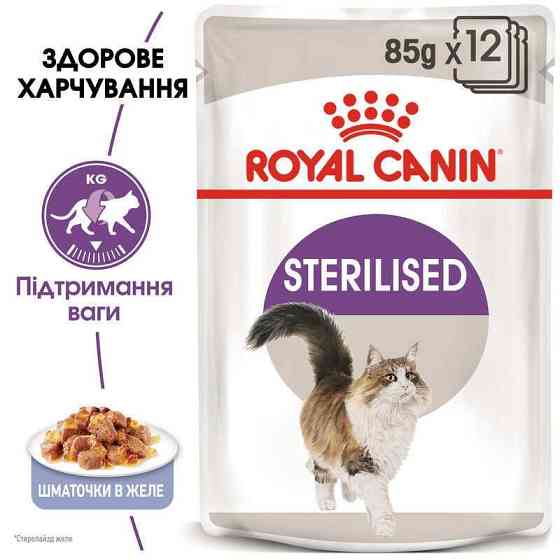 Royal Canin Sterilised Jelly (Роял Канин Стерелайзд желе) влажный корм для стерилизованных кошек от 12 месяцев 0.085 кг. х 12 шт. Запорожье