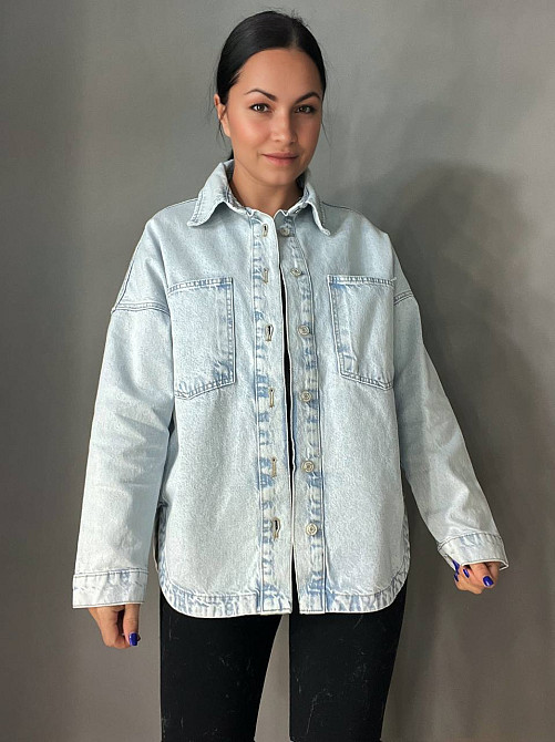Рубашка женская XRAY 2038 джинсовая оверсайз голубая, голубой, M Киев - изображение 11