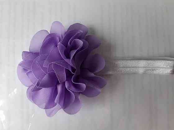 Пов'язка для дівчаток на голову бузкова - розмір універсальний (на резинці), квітка 10,5 см Київ