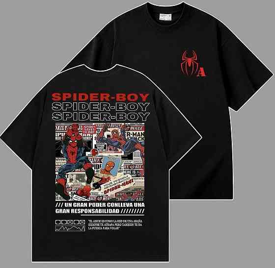 Футболка Spider-Boy в стилі коміксів (буква у павука — індивідуальна) Чорний, L Чернівці