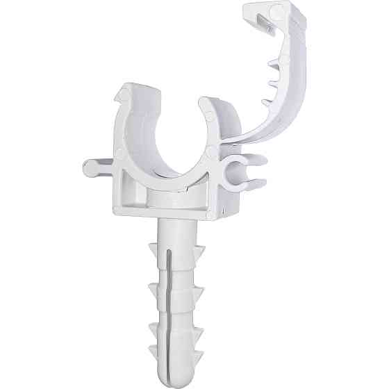 Кліпса-дюбель з клямкою для кріплення труби Ø16мм біла (100шт) Киев