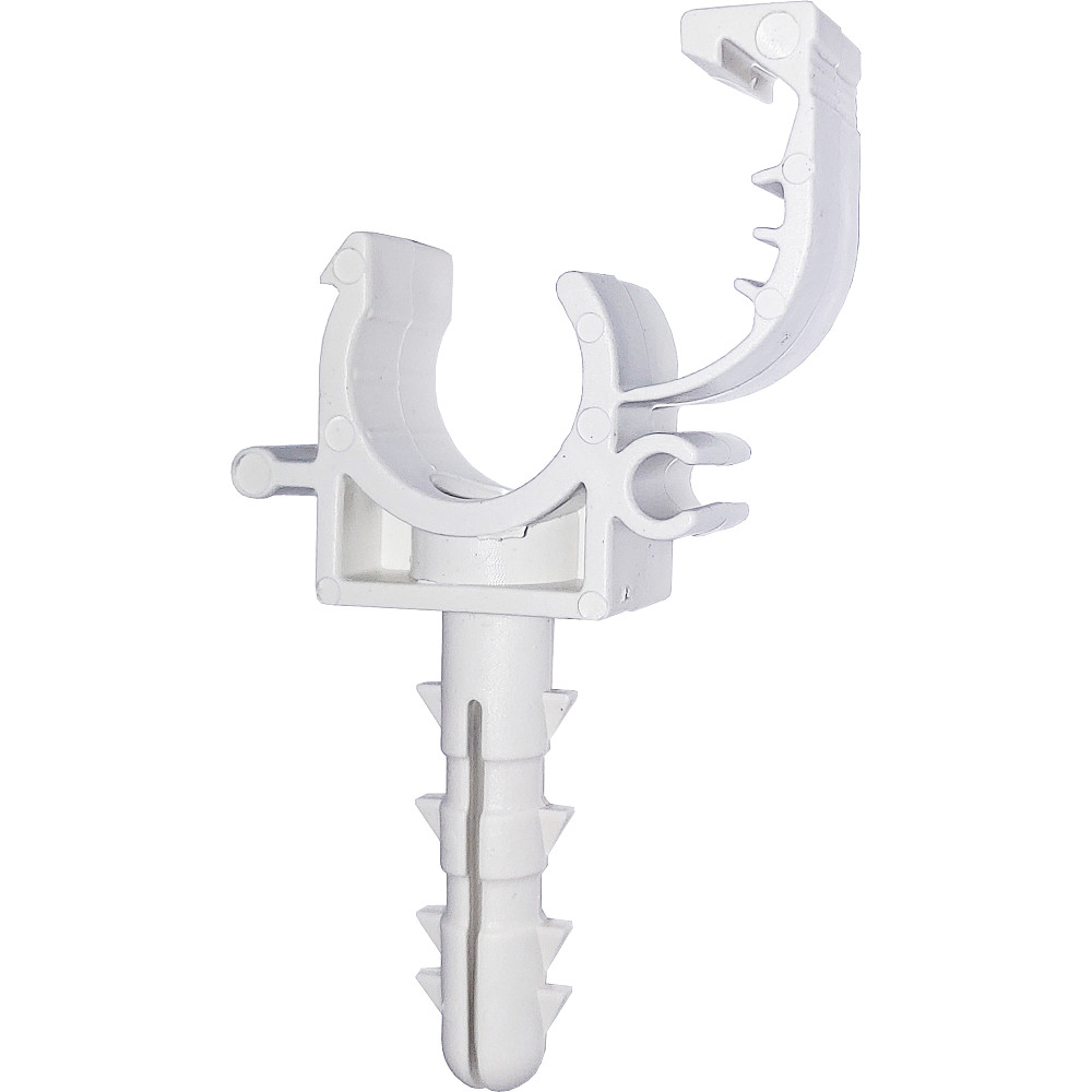 Кліпса-дюбель з клямкою для кріплення труби Ø16мм біла (100шт) Тернопіль - фото 1