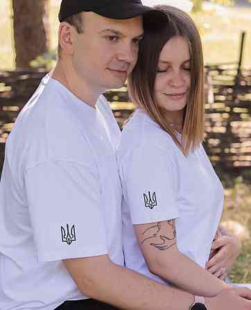 Парні патріотичні футболки ГЕРБ S, L, Сірий Чернівці