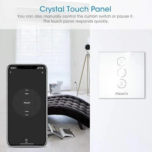 Розумний WiFi Перемикач Для Ролетних Штор Maxcio WF-CS01 Сенсорний Вимикач Жалюзі Alexa Google Home Білий Київ - фото 9