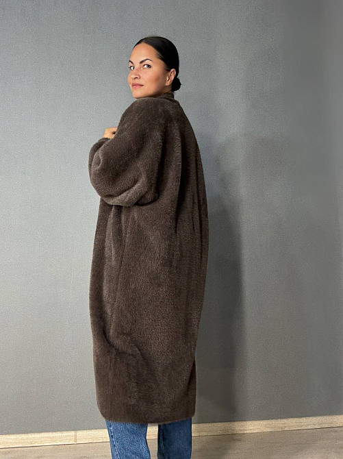 Кардиган жіночий Fancy Matinee 30740 ангора довгий з кишенями, коричневий, one size Київ - фото 3