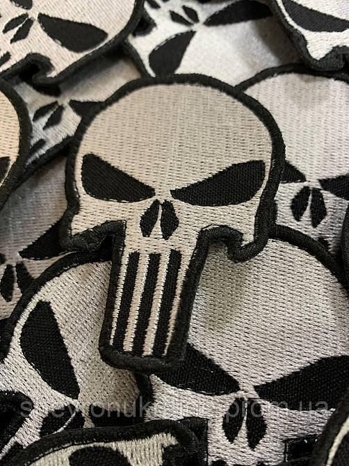 Шеврон Череп карателя. (Форма контурна. На липучке) Размер 7.5x5.3см Киев - изображение 4