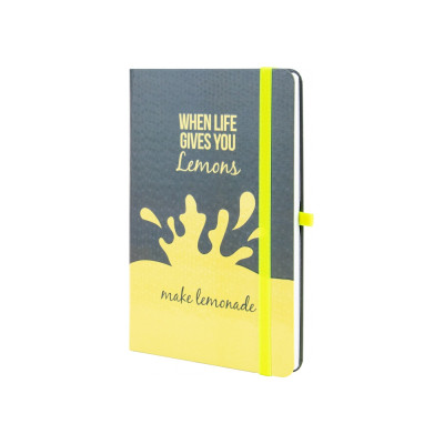 Книга записная Optima А5 LEMONADE, твердая обложка, резинка, линия (O20812-40) Винница - изображение 1