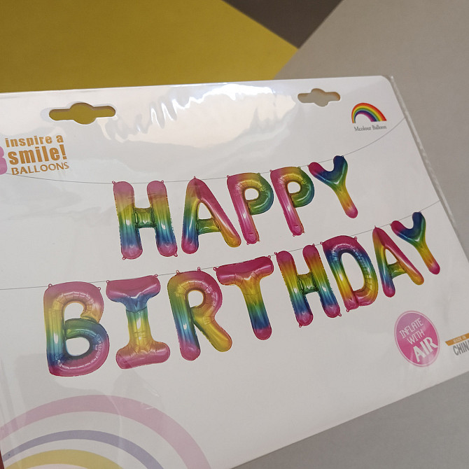 Фольговані надувні повітряні кулі літери гірлянда Happy Birthday градієнт висота 40 см Київ - фото 2