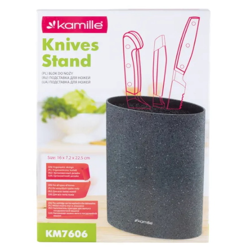 Підставка для ножів 22см (чорн.мармур,червон.мармур,сiрий мармур) 7606 KAMILLE Житомир - фото 3