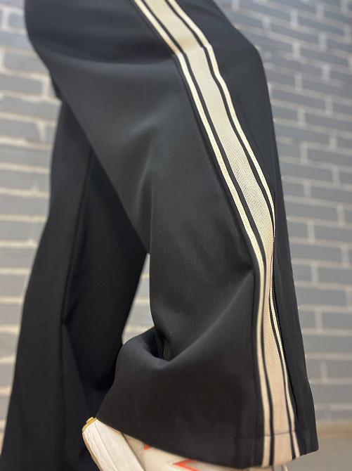 Брюки жіночі A-N 2752 спортшик палаццо лампас талія на резинці чорні, чорний, S Київ - фото 3