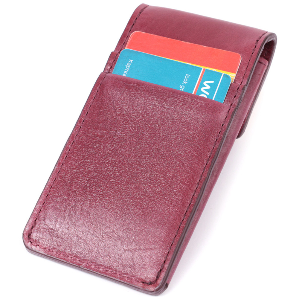 Ключниця для жінок у вигляді футляра з натуральної шкіри Бордовий (GRANDE PELLE) Київ - фото 9