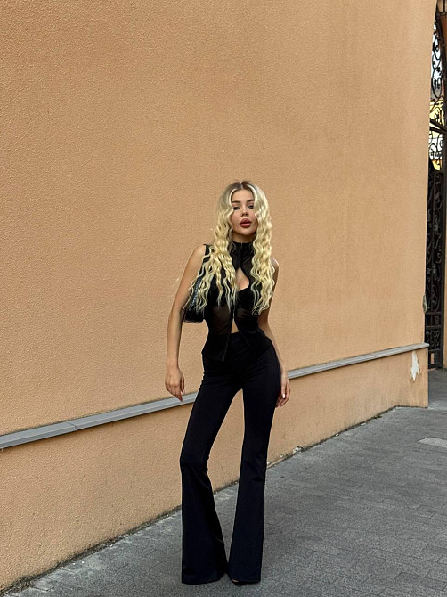 Жіночі обтислі штани кльош з ефектом стягування турецький біфлекс 46/48 Одеса - фото 6