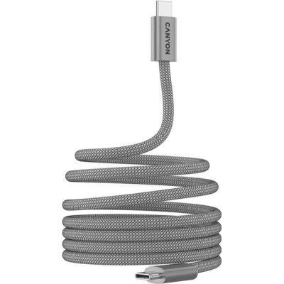Дата кабель USB-C to USB-C 1.0m 60W Magnet Braided Light Grey Canyon (CND-CCMG60AB15LG) Вінниця - фото 3