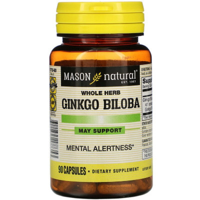 Трави Mason Natural Гінкго Білоба, Ginkgo Biloba, 90 капсул (MAV17739) Вінниця - фото 1