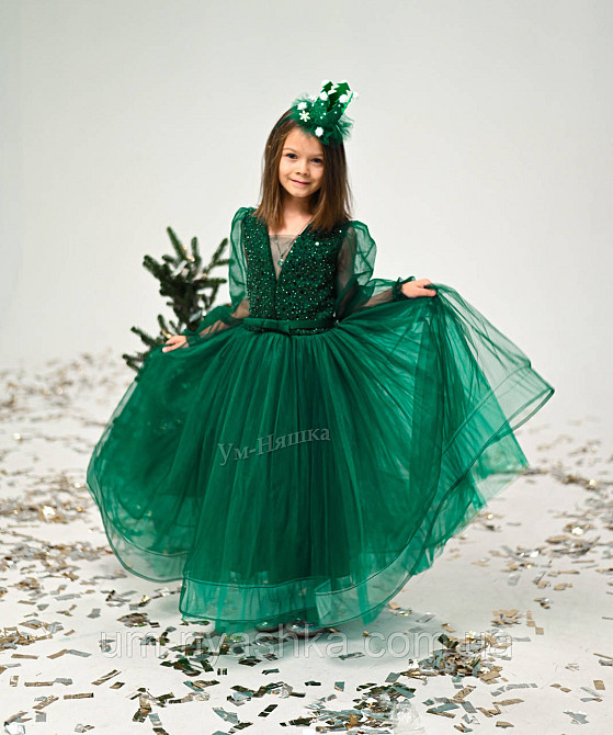 Зелене пишне плаття з рукавами Кривий Ріг - фото 3