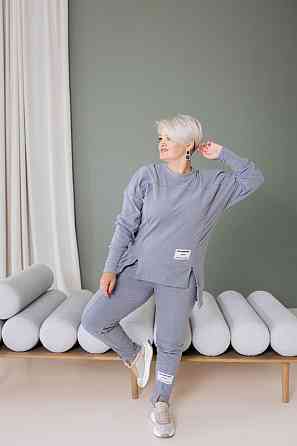 Жіночий теплий прогулянковий костюм, батал пума плюш Графіт, 54/58 Одеса