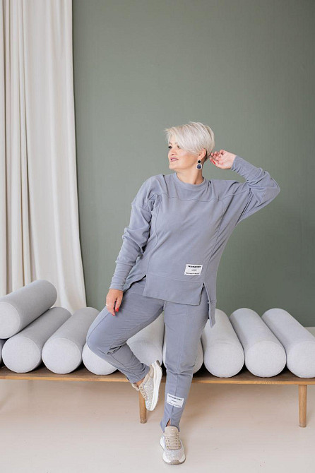 Женский теплый прогулочный костюм двойка батал пума плюш Графит, 54/58 Одесса - изображение 3