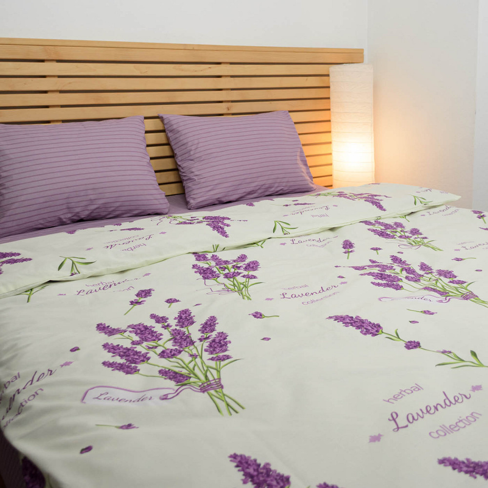 Комплект постельного белья полуторный Бязь ранфорс Прованс 150х220 120 г/м2 YouStar (Белый с фиолетовым) 2 х 50х70 Сумы - изображение 5