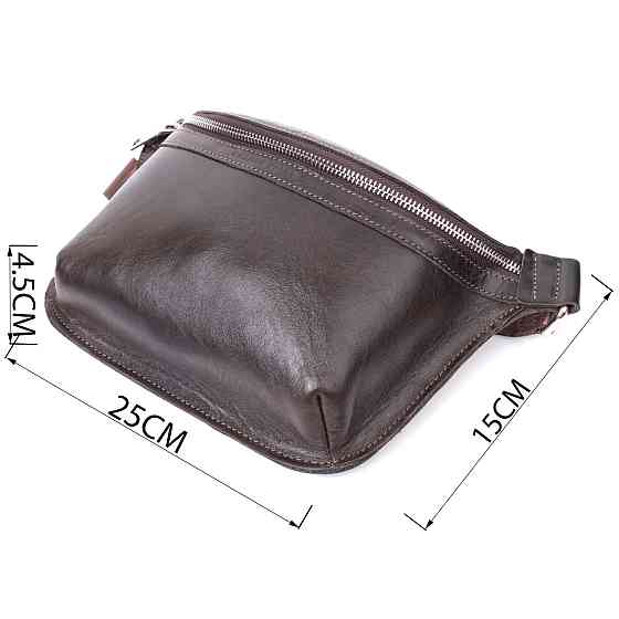 Стильна бананка для чоловіків із натуральної шкіри GRANDE PELLE 22814 Коричневий Київ