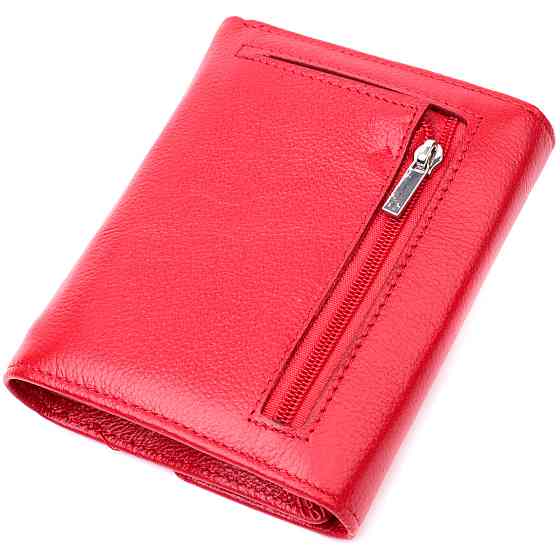 Женский яркий кошелек с монетницей из натуральной кожи Красный (ST Leather) Киев
