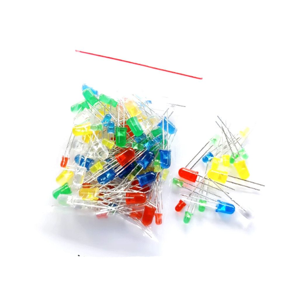 LED світлодіоди 5мм набір 100шт 5 кольорів червоний зелений синій білий жовтий Arduino MasterSem Київ - фото 4